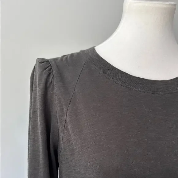 Veronica Beard Baseball Mason Charcoal Long Sleeve Tee Pimo Cotton Top Women's L - Picture 4 of 9